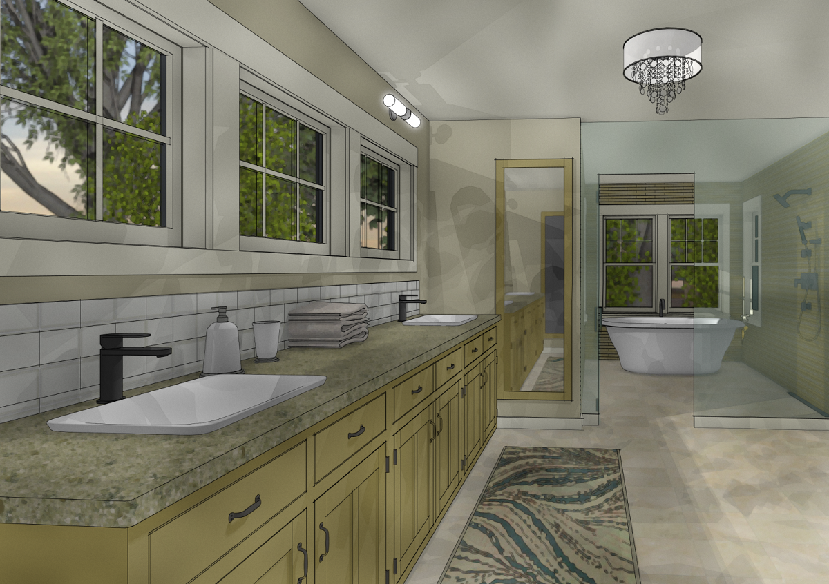 A bathroom suite designed in Home Designer Software.