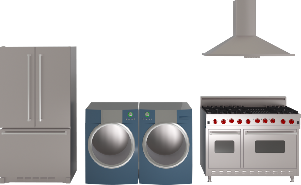 A few sample appliances available in Home Designer Software.