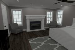 Living room with a fireplace and marble mantle