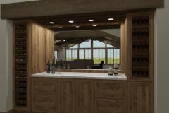 Built in bar and wine storage