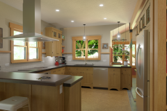 craftman kitchen with inset oak cabinets and peninsula seating