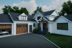 Modern farmhouse with 3 car garage and board and batten exterior