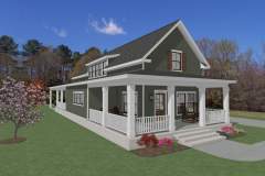 Cozy residential home with a front porch and green siding.