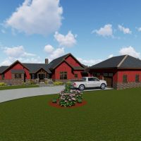 Rustic craftsman home with double car garage.