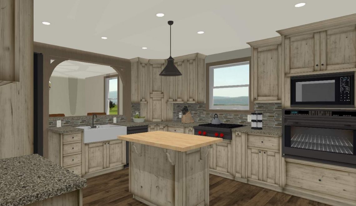 This project was based on a home purchased by my husband and I. It’s a 1920’s farm house. The house needs completely remodeled and we are looking forward to getting started once our loan closes. One of the most important things I try to tell all my customers when they are planning a kitchen remodel is “What is important to you about this remodel? Who is going to be doing the majority of the cooking in the kitchen? Will it be one, two or multiple cooks? Will it be a place for socializing and guests to gather? What items do you currently have in your current kitchen and where will they go in the new one?” There are so many questions to ask so that we can make sure our customer’s new kitchen is truly a dream come true once it’s complete. In this remodel my husband and I hope to keep the classic farm house feel but give it a more updated, open plan.