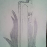 Hand drawing of a wrench.