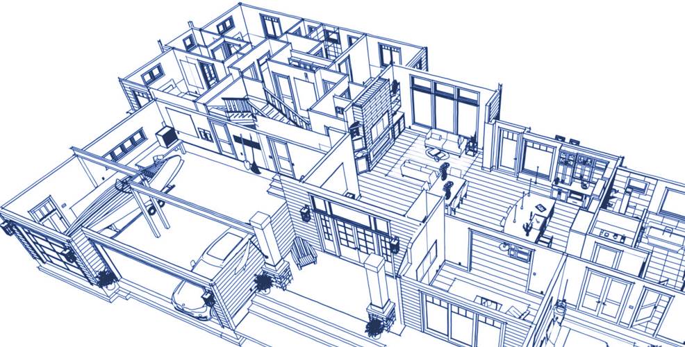 Dollhouse overview of a home design created in Chief Architect.