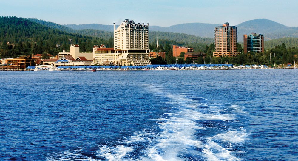 Lake Coeur d'Alene with the resort in the distance. 