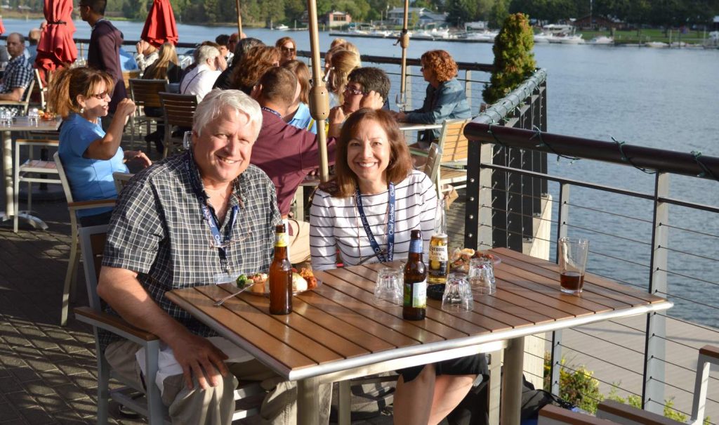 Chief Architect customers and staff enjoying a beautiful evening reception next to the Spokane River.