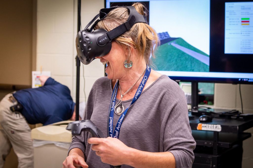 Chief Architect customer experiencing the Virtual Reality headset.