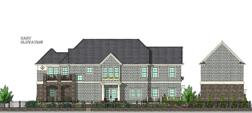 East Elevation of the New England Style Home that won 2nd place in the Chief Architect residential Design Contest.