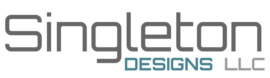 Singleton Designs LLC logo in grey and blue