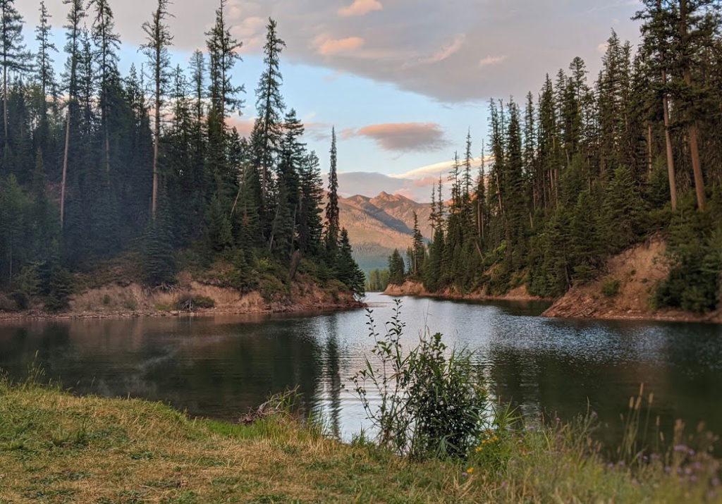 Beautiful summer mountain scenery captured while boondocking, camping off the grid.