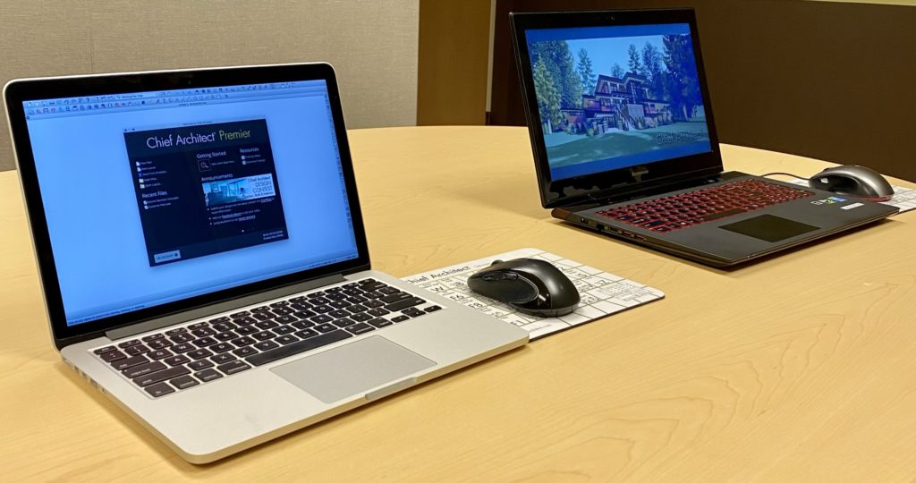 Example of Chief Architect running on Mac and Windows laptops.