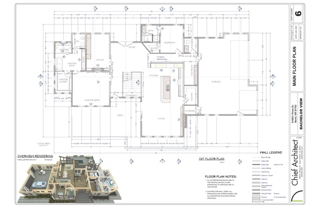 Image of a layout sheet made in Chief Architect Software