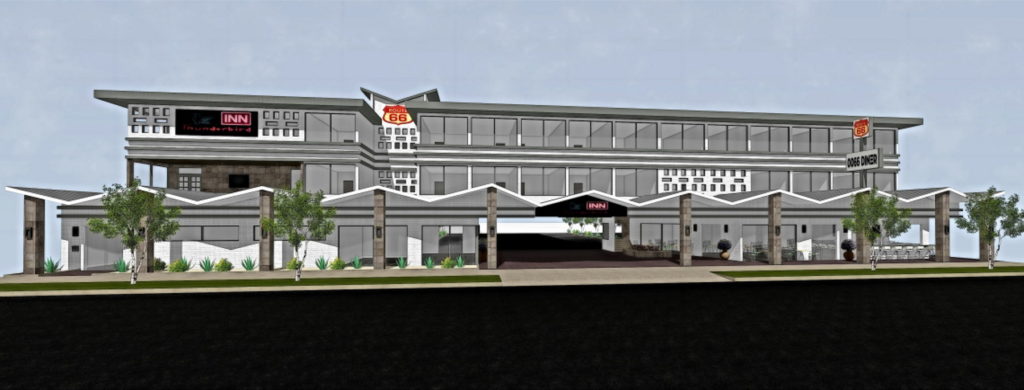 Elevation view of remodeled hotel