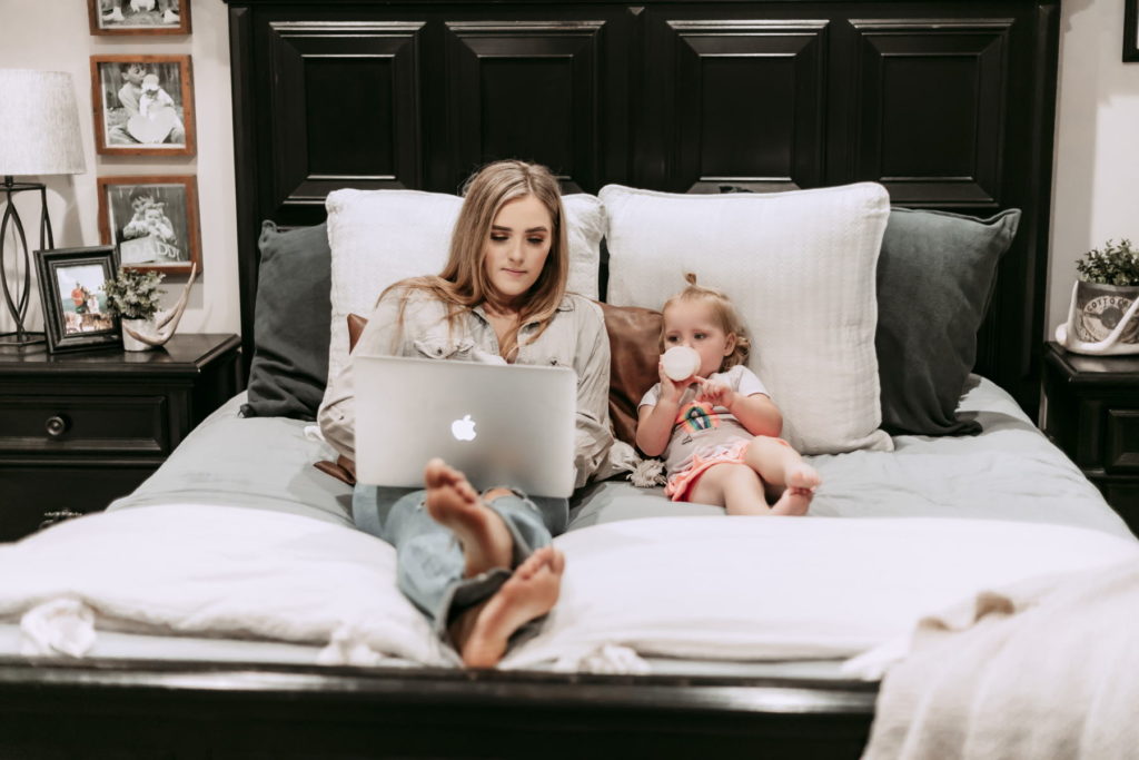 Cortney Smith and her daughter working on plans together