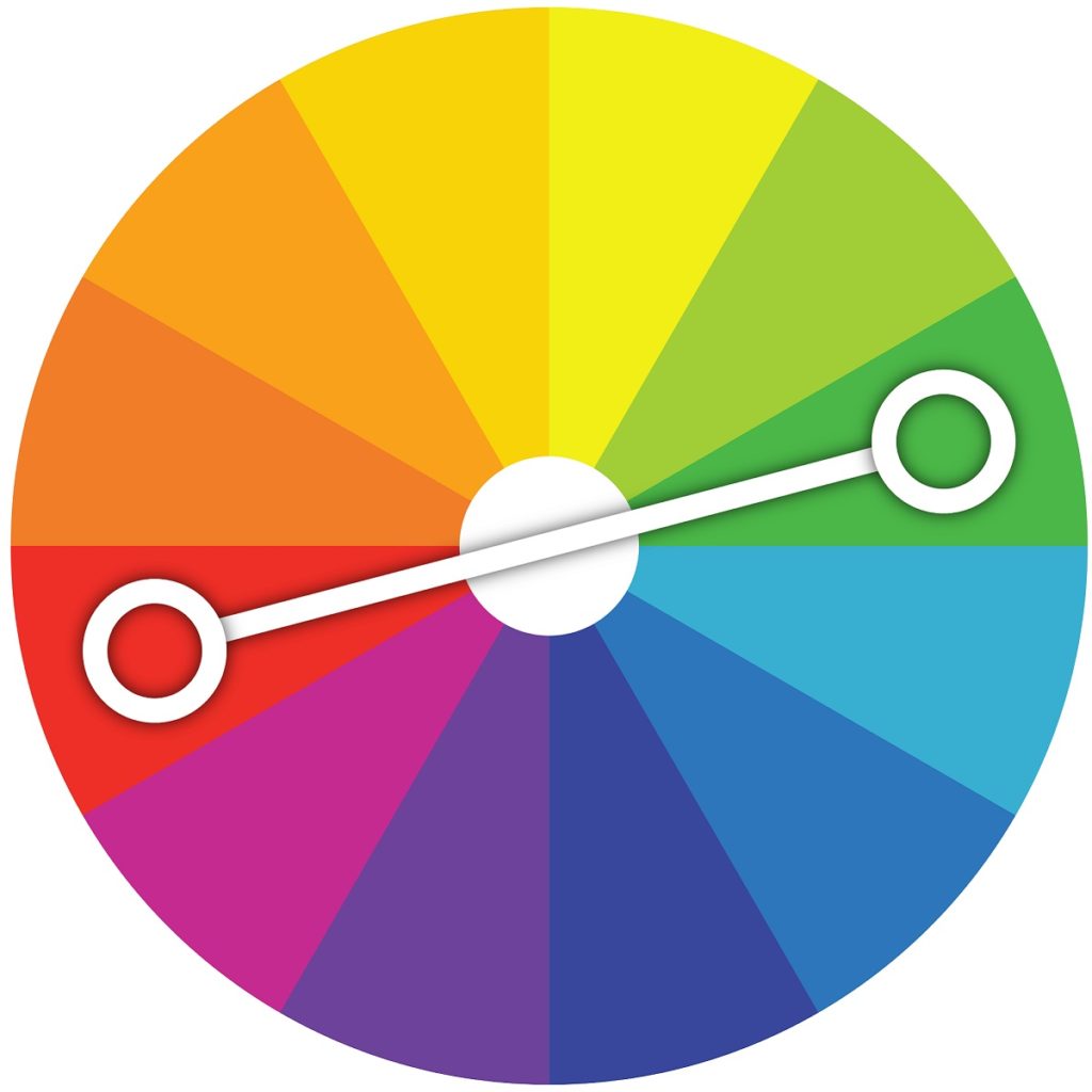 The color wheel with a complementary color scheme noted.