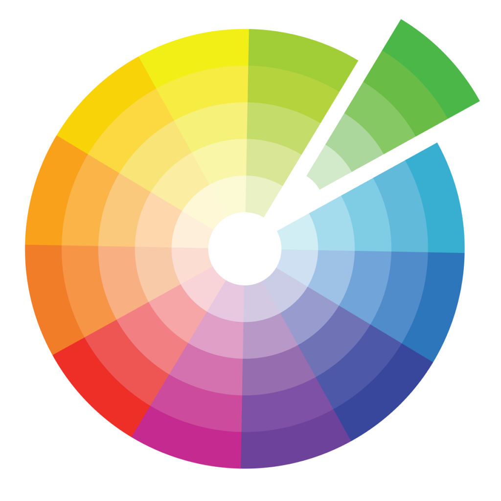 The color wheel with a monochromatic color scheme noted.