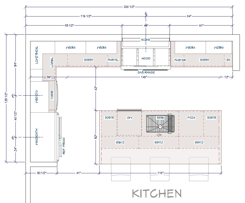 A 2D kitchen floor plan from the Nashville sample plan.