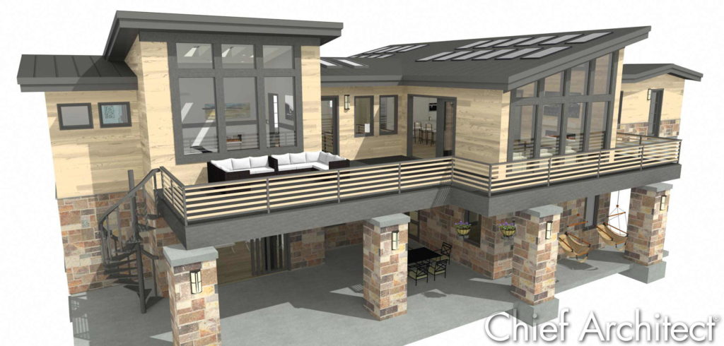 The exterior of the Bachelor View sample plan designed in Chief Architect.