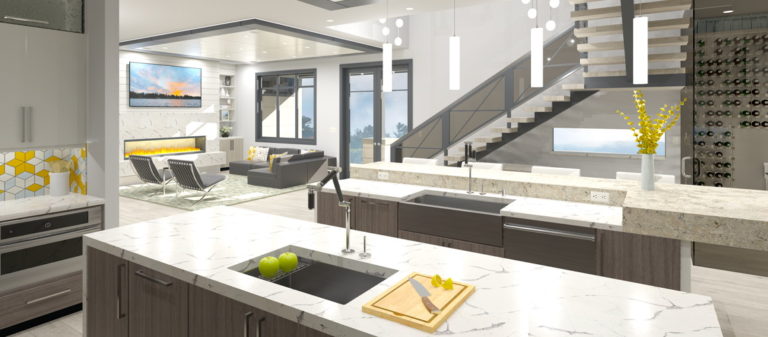 Kitchen with double island