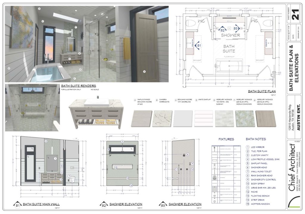 The Austin sample plan bath room layout.