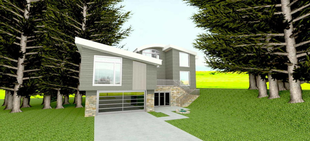 Modern home with hip style roof.