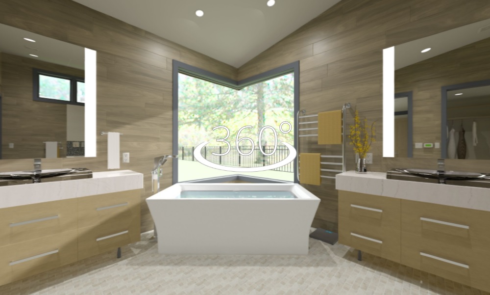 A 360 image of a bath designed in Chief Architect.