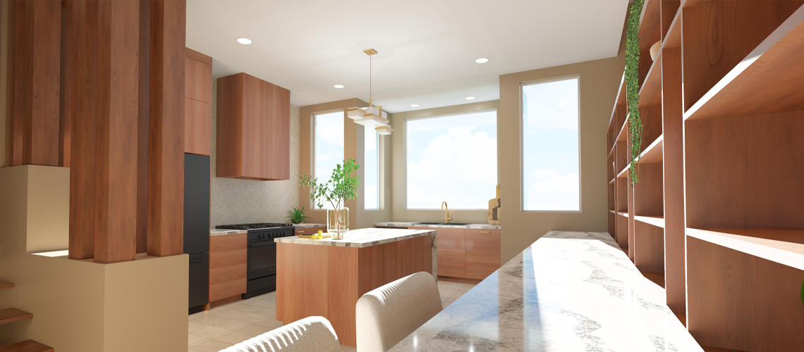 Contemporary Modern Open Kitchen Design created with Chief Architect Software