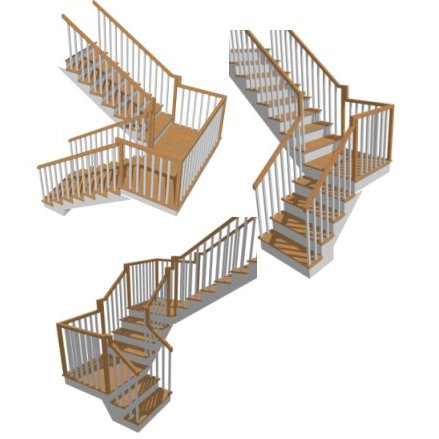 Stair sections connected with landings