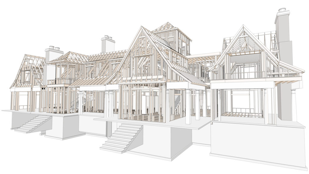 3D rendering of house framing