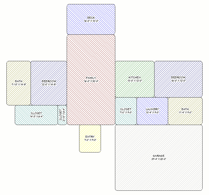 Animation showing the process going from space planning to a 2D floor plan to a 3D overview