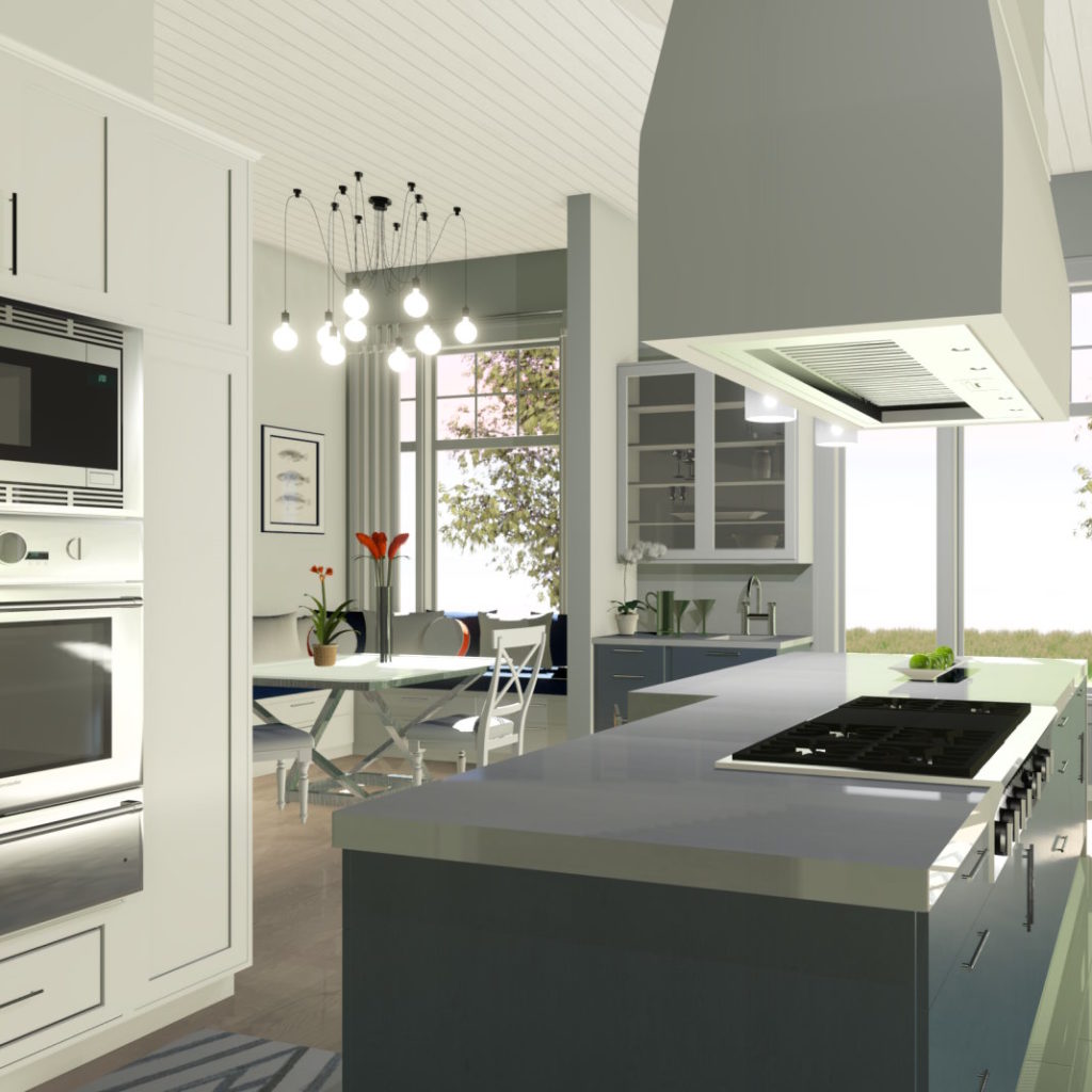 Modern kitchen with cooktop island