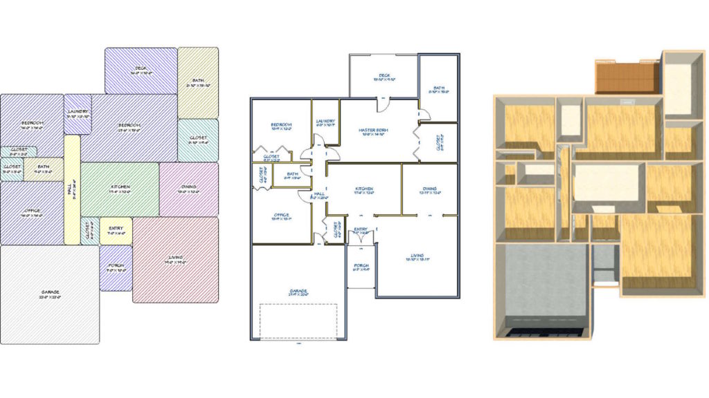 Residential space planning progression using Chief Architect Software