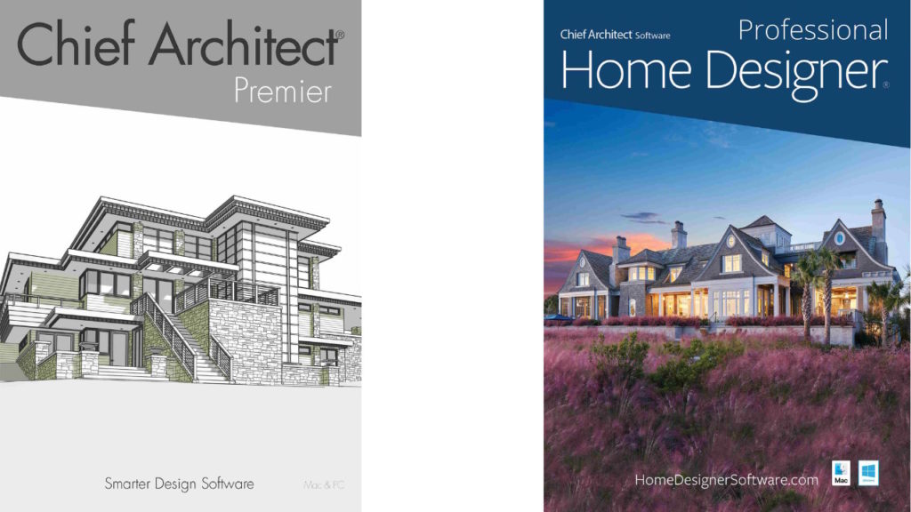 Chief Architect Premier and Home Designer Pro flat box images. 