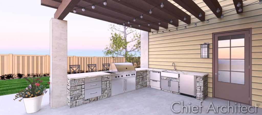 An outdoor kitchen designed in Chief Architect.