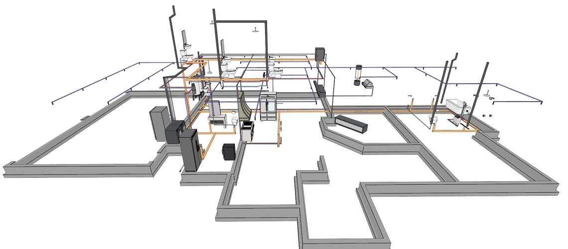 A 3D Plumbing and HVAC plan made in Chief Architect Software.