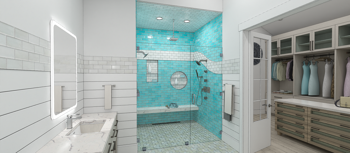 A custom shower designed in Chief Architect.