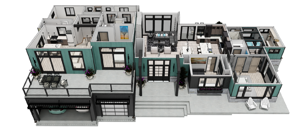 Dollhouse Rendering of a house designed in Chief Architect software