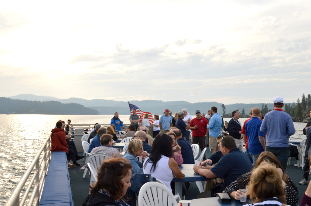 Passengers on a lake cruise. 