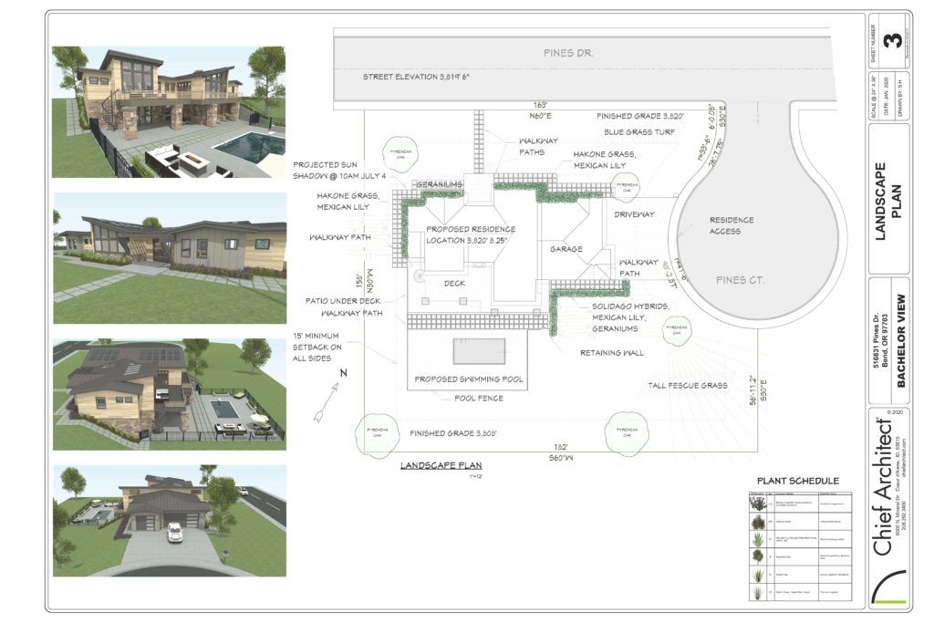 Large format layout page showing a typical landscape plan.