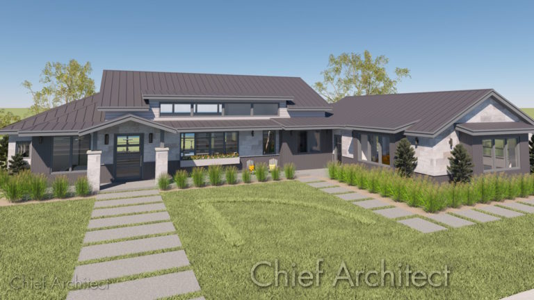 Residential landscape design rendering